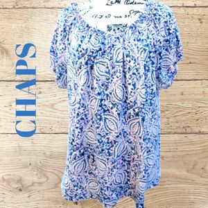 Chaps Blue Paisley flower top